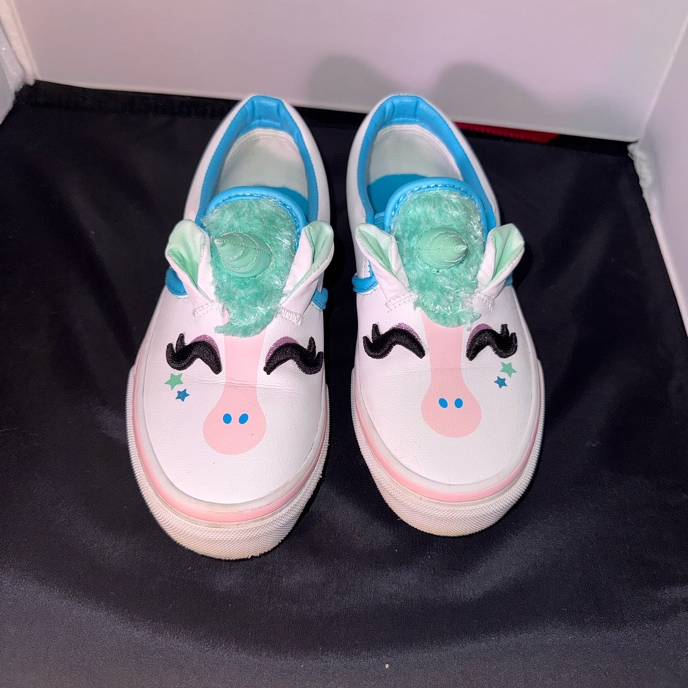 Vans Kids White Unicorn Slip-On Sneakers with Mint Mane